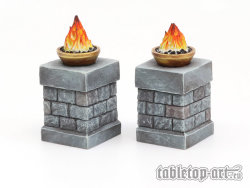 Fire bowls on pillars - Set 1 (2)
